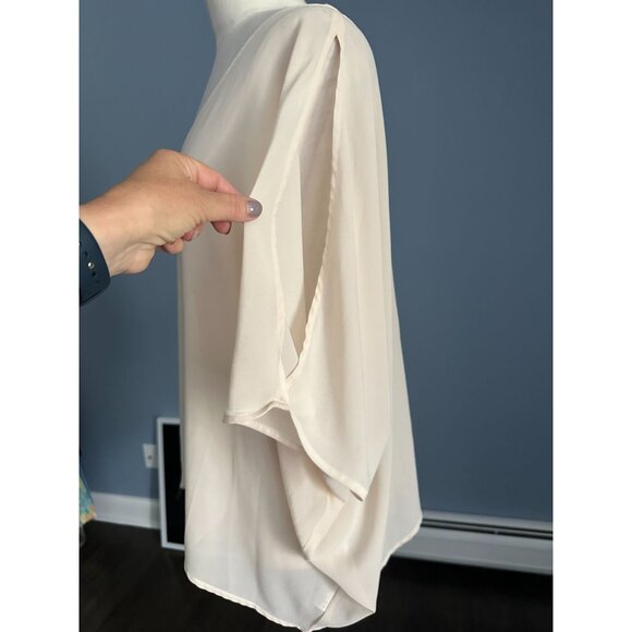 NAKED ZEBRA beige Sheer split sleeve Dolman Sleeve Top. Gently used. MED - Picture 3 of 6